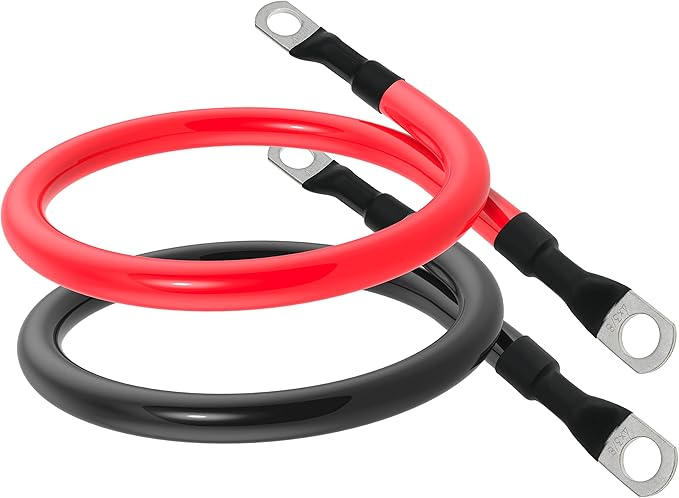 4 AWG Battery Cable 4AWG Gauge Battery Inverter Cables for Automotive Solar Marine Boat RV Car Motorcycle (4 AWG, 1FT, 3/8")