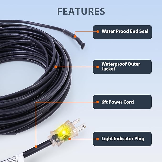 HEATIT HIRD 200 feet 5 Watts Per Foot Roof & Gutter Snow De-Icing Cable