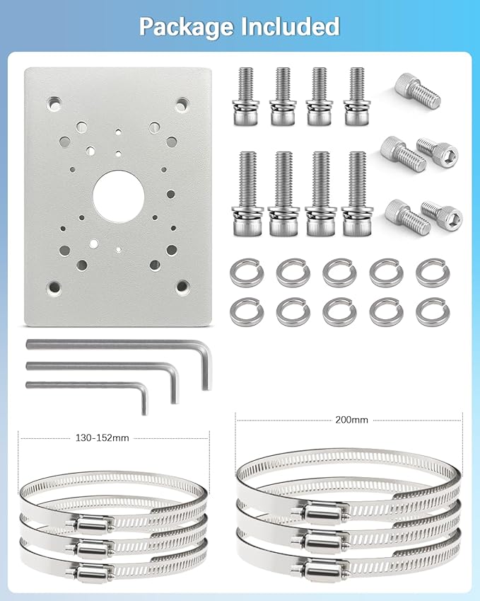 Universal Vertical Pole Corner Mount Bracket for Security Camera, Stainless Steel Pole Mount Adapter with 6 Loops, CCTV Cameras Mounting Brackets, Solar Panel Clamp