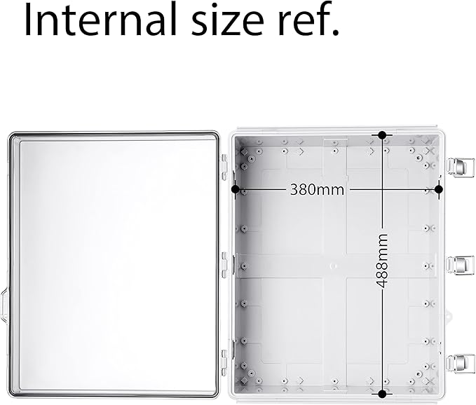 Junction Box, IP67 Waterproof Plastic Enclosure for Electrical Project, Hinged Grey Cover, Includes Mounting Plate and Wall Bracket (Transparent Cover, 20"×16.1"×7.9")