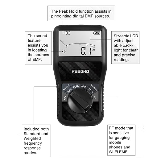 EMF Meter, 3-in-1 Multi-Field Electromagnetic Radiation Detector for EF RF MF, EMF Detector Meter, for Home & Office EMF Measurement Devices, Ghost Detectors, EMF Detector Tester