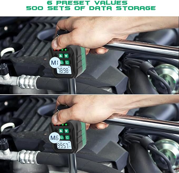 1/2-Inch Digital Torque Adapter, 5.02-99.57 Ft.lb/6.8-135 N.m, Electronic Torque Wrench Converter with ±2% Accuracy, Preset Function, Data Storage, 3/8” & 1/4” Adapter for Bike, Moto, Car