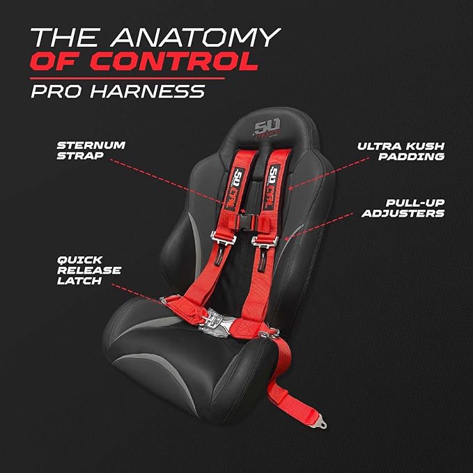 4 Point Harness for Bucket Seat, Quick Release Latch, 9 Color Options, Racing Harness, Race Car, Off Road Vehicle, UTV, RZR