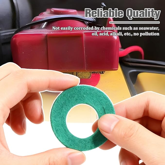12PCS Car Battery Terminal Protector, Fiber Felt Vehicle Battery Terminal Corrosion Prevention Washer, Anti-Corrosion Batteries Shim Cleaner Kit, Universal for Most Vehicles (Red/Green)