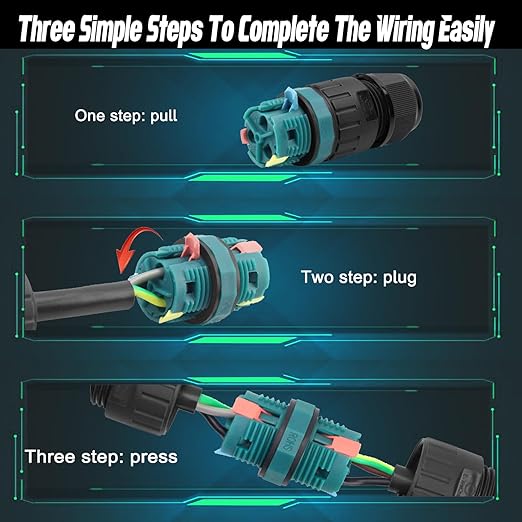 3 Pole Wire Connector Waterproof IP68 External Electrical Junction Box, Electrical Cable Connector, Easy to Install，M20 for Ø5-12mm Wire Range(AC 450V, 16A),UL,3 Way 3Pin 2Pack