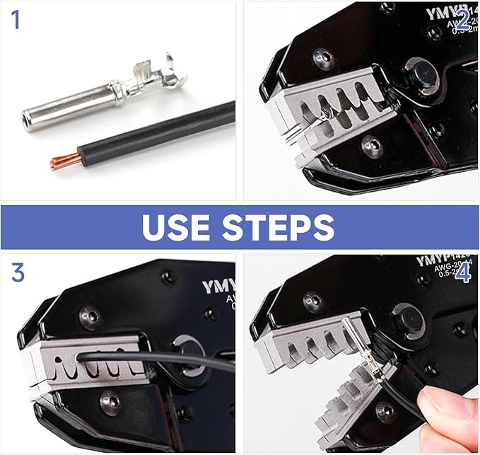 Deutsch Crimp Tool Open Barrel Size 16,20 Crimper (YF-1420DT WG) for 20-14AWG Deutsch DT DTM Connector Kit Stamped Formed Contacts