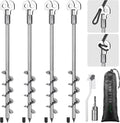 SELEWARE 4 Pack Trampoline Stakes Heavy Duty Ground Anchors High Wind Trampoline Stakes Anchors Spiral Earth Anchors for Secure Animals Trampolines Tents Shed Swing Set Mobile Homes Carport
