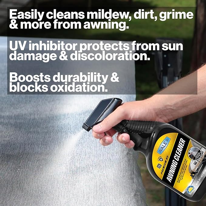 Walex RV Awning Cleaner - Safe for Vinyl & Fabric, Dissolves Tough Stains, Mold, Mildew, Dirt, Bird Droppings & More; Extends Awning Lifespan for RVs, Campers, Trailers & Motorhomes, 1 Gallon