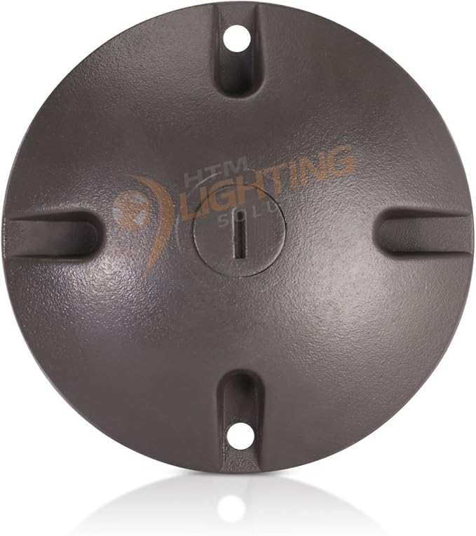 HTM LIGHTING SOLUTIONS 4 in. Round Weatherproof Electrical Junction Box Cover with 1/2 in. NPT Thread Outlet for Indoor/Outdoor Use – Landscape Accessories – Bronze (4-Pack)