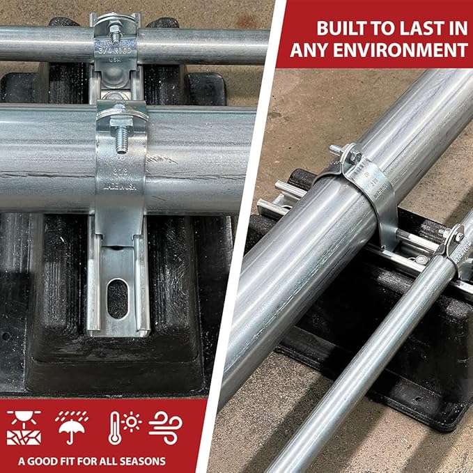 USA Made BULLKE 8-Pack Rooftop Pipe Support – 11.75" x 8" – 1000 lbs Capacity – UV-Resistant, Durable Plastic Blocks – Supports Conduit, PVC, Forge Molded Design