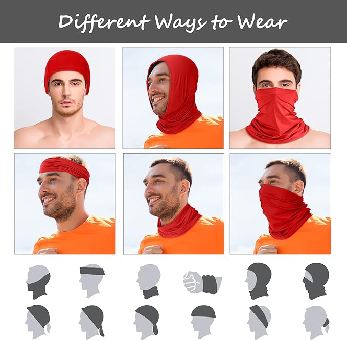 Geyoga 6 Pieces Summer UV Protection Cooling Neck Gaiter Face Clothing Neck Gaiter Mask Scarf Sunscreen Breathable Bandana
