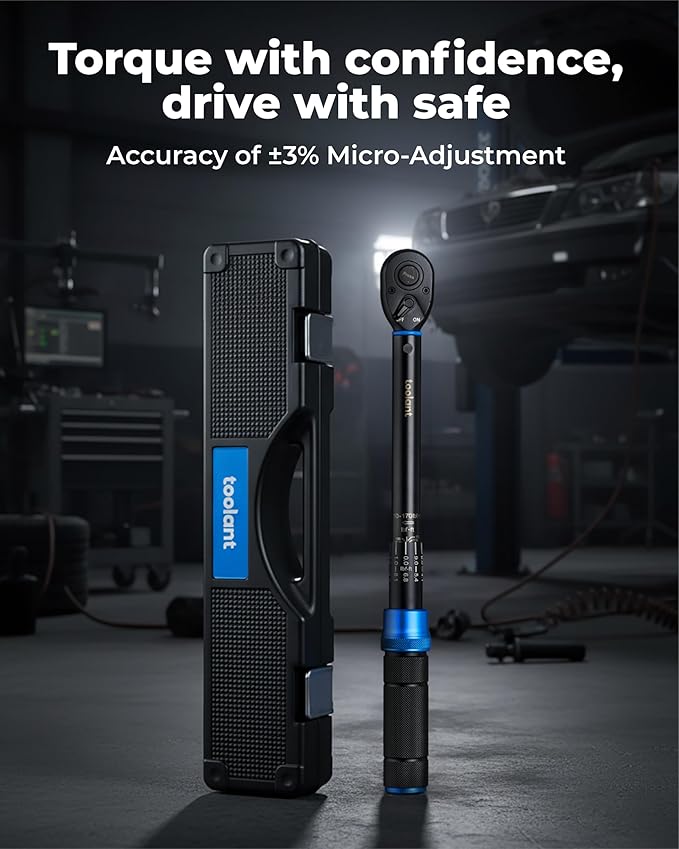 toolant 1/2 Inch Click Torque Wrench, Gift for Men, 10-170 FT.-LB/13-230 Nm, with Dual Range Scales, ±3% High Precision, for Bicycle, Moto and Car Maintenance