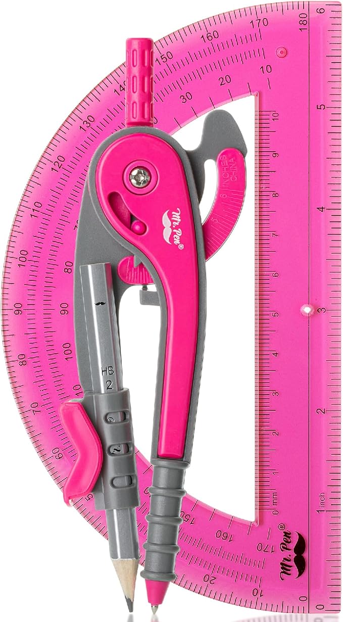 Mr. Pen- Compass and Protractor Set, Math Compass for Geometry and Drawing