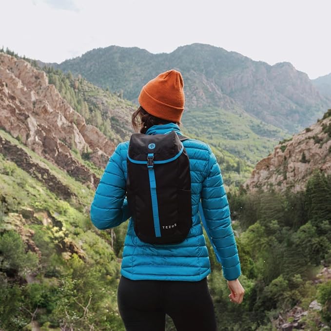 Tezos Juniper Daypack, Lightweight Hiking Backpack and Hydration Pack for Camping, Travel, Biking, and the Outdoors, 16 Liter (Blue Storm)