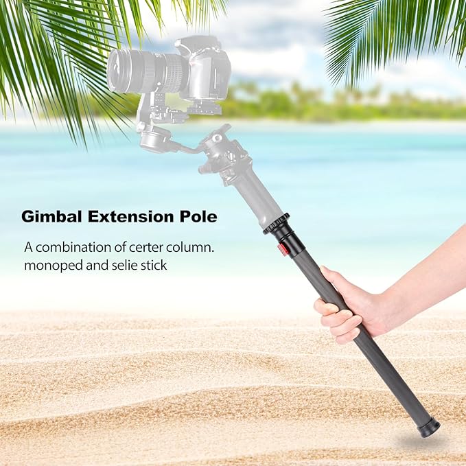 Koolehaoda Tripod Extender 2 Section Center Column Extension 28" Carbon Fiber Telescopic Stick Rod with 1/4" to 3/8" Screw Compatible with Tripod/Monopod/Gimbal/Camera, Max Load 33lb