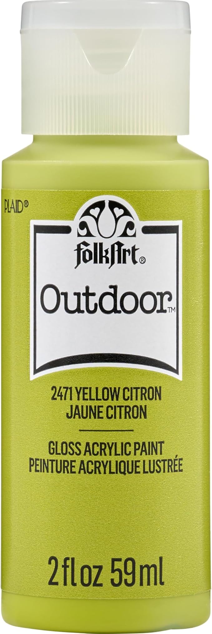 FolkArt Outdoor Acrylic Paint in Assorted Colors (2 Ounce), 2471 Yellow Citron