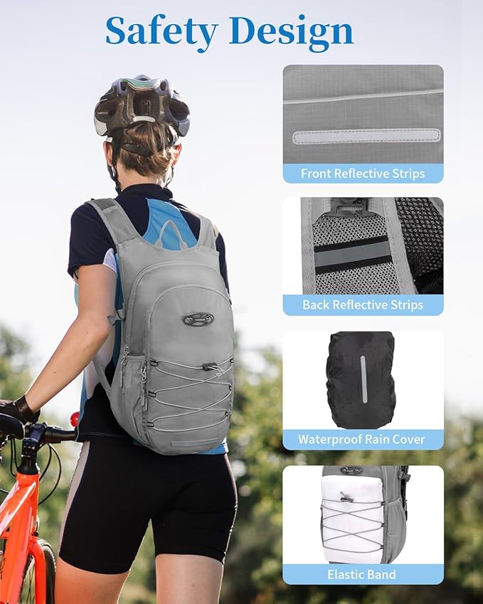 Hydration Backpack with 2L Water Bladder, Hiking Water Backpack for Men Women with Phone Pocket and Helmet Holder