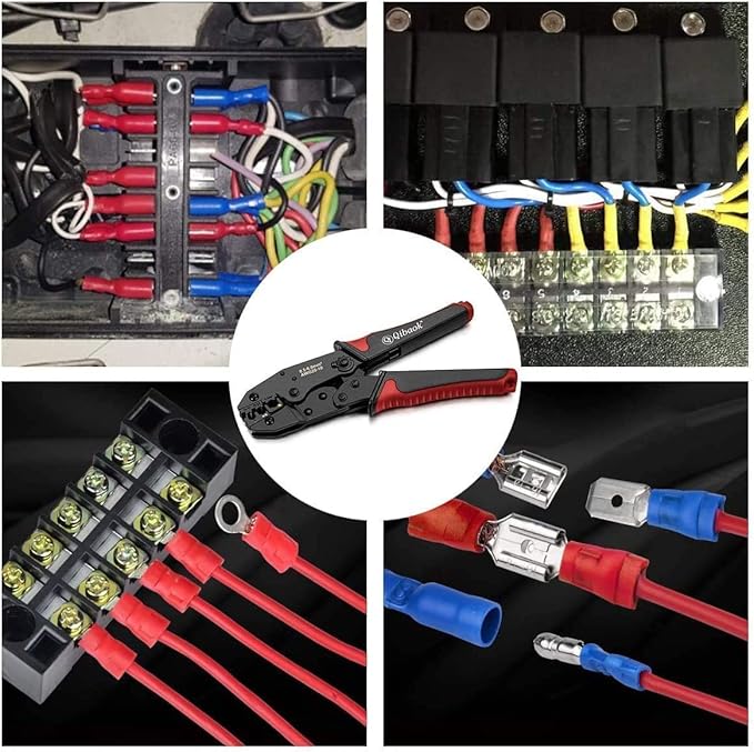 Wire Crimper Tool Qibaok Ratcheting Insulated Wire Terminal Connectors Crimping Tool for AWG22-10