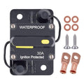 30 Amp Circuit Breaker with Manual Reset, DC 12V - 48V Circuit Protector for Marine Trolling Motor Car Amplifier RV Solar Truck ATV Inverter, Waterproof Surface-Mount Inline Fuse Holder