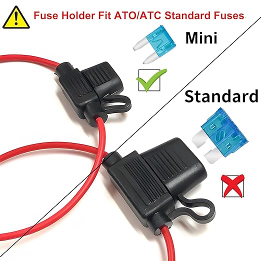 MuHize Mini ATM Fuse Tap Kit with 16 AWG Wiring - 120 Pcs 5A to 30A Fuses for Car RV Camper | Locking Holder Design
