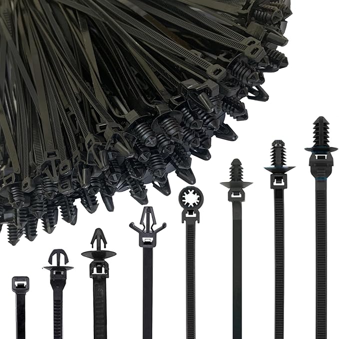 240Pcs Push Mount Cable Zip Tie,Nylon Self Locking Cable Strap,8 Most Popular Sizes,Heavy Duty Self-Locking UV Resistant Wire Ties - For Indoor,Construction,Electronic and Auto