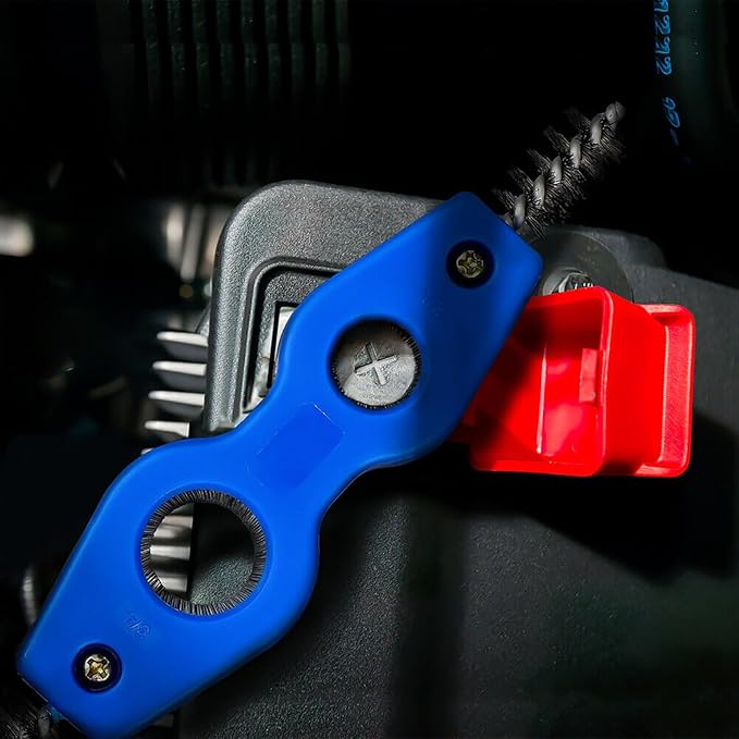 Yctze 4 in 1 Steel Battery Terminal Cleaning Brush, Battery Cleaner Tool, Perfect for Battery Terminals & Pipes, Suitable for Auto Battery Post Cleaner