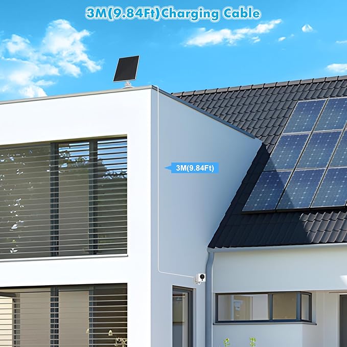 Solar Panel for eufy Camera,6W Solar Panel for Eufy E,2C/2C Pro,2/2Pro,E20/E40,Solo,SoloCam Spotlight,IP65 Waterproof USB-C Solar Panel Charger for Eufy with Micro USB Connector & Rubber Plug