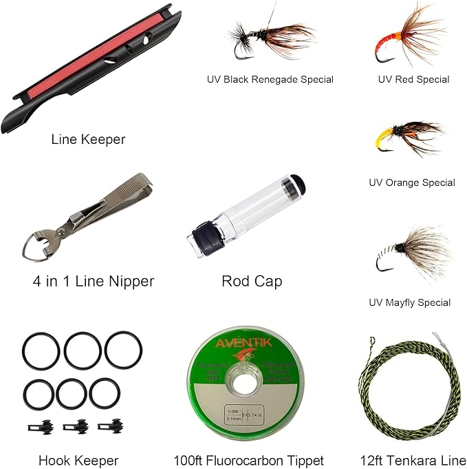 Aventik FreshStart Tenkara Rod in 7ft/8ft, Complete Beginner Tenkara Rod Kit, 24T Carbon Fiber, Easy to Cast Flexible Durable Lightweight and Compact