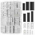 mankk 568PCS Heat Shrink Tubing Kit and Non Insulated Butt Connectors Kit 26-6 Gauge Tinned Red Copper Butt Connector Uninsulated Wire Crimp Connector