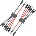 1 Pair Solar Connectors Y Branch 2 to 6,30A 1000VDC Solar Parallel Connectors for 2-3 Solar Panels,10AWG Adapter Solar Panel Connectors