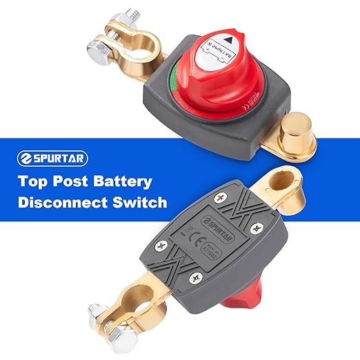 Spurtar Auto Battery Disconnect Switch 12V - 48V Top Post, Battery Shut Off Kill Switch 275A High Current for Car, Vehicle, Truck, Marine, Boat, ATV, RV, Winch
