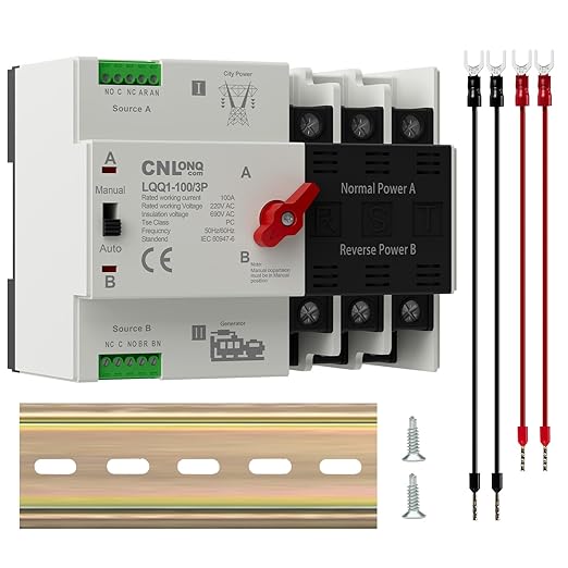 AC110V 100Amp Automatic/Manual Transfer Switch 3P 50/60Hz, 3Poles Mini ATS Auto Dual Power Switch Automatic Changeover Fast Transfer for Home Generator, Soalr, Rv and Lv Power