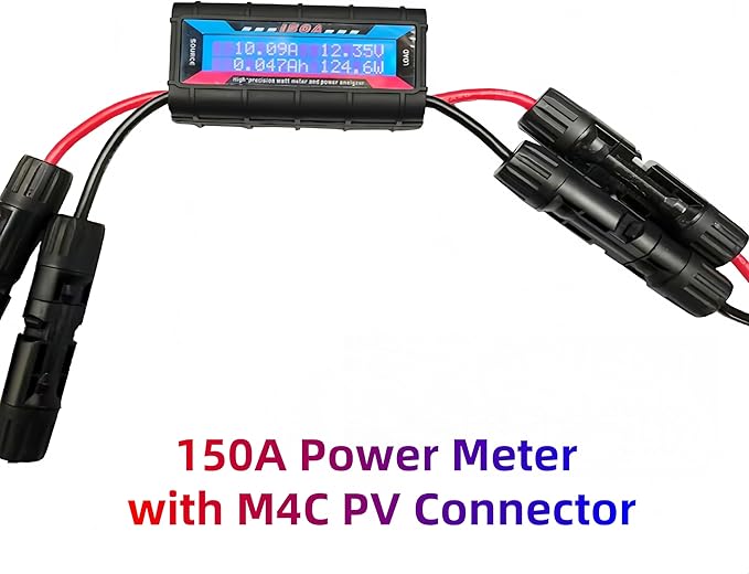 Amp Watt Meter Power Analyzer For Solar Panels Or Wind Turbines System, 150A 200A Aircraft Power Meter Tester Backlight Digital LCD Screen for RC Solar Voltage Current Power (150A)