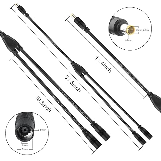 Solar Adapter 8mm Splitter, DC8mm Female and Male Combiner Cable Y Splitter Adapter Cable for Solar Panel Portable Power Station Compatible with Jackery Goal Zero