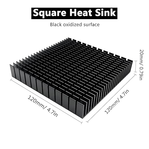 120mm Large Aluminum Heatsink 120x120x20mm / 4.72x4.72x0.79Inch/ Heat Sink Square Cooler for WiFi Router Cooling Base and Power Supply IC Graphics Card Memory Heat Sink 120mmx120mmx20mm