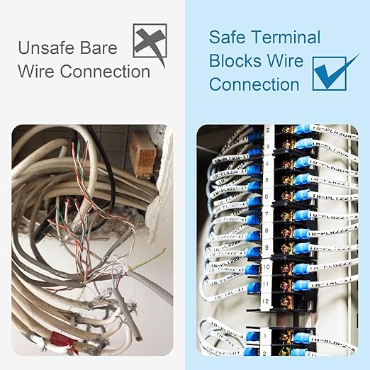 Terminal Block,2 Pack 10 Circuits 20-30A 200v-450v Dual Row Screw Terminals Strip +40 PCS Heat Shrink Wire Connectors