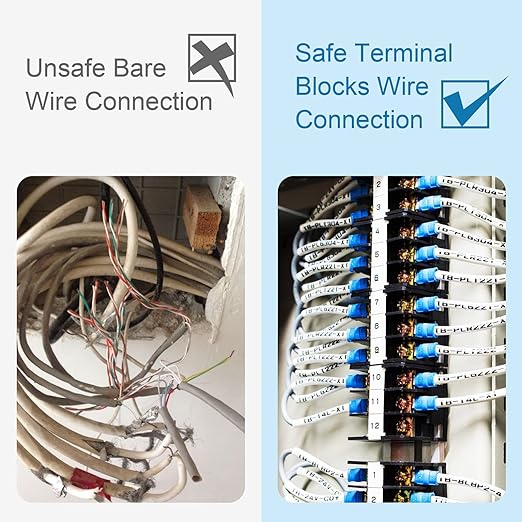 Terminal Block,2 Pack 4 Circuits 20-30A 200v-450v Dual Row Screw Terminals Strip +16 PCS Heat Shrink Wire Connectors