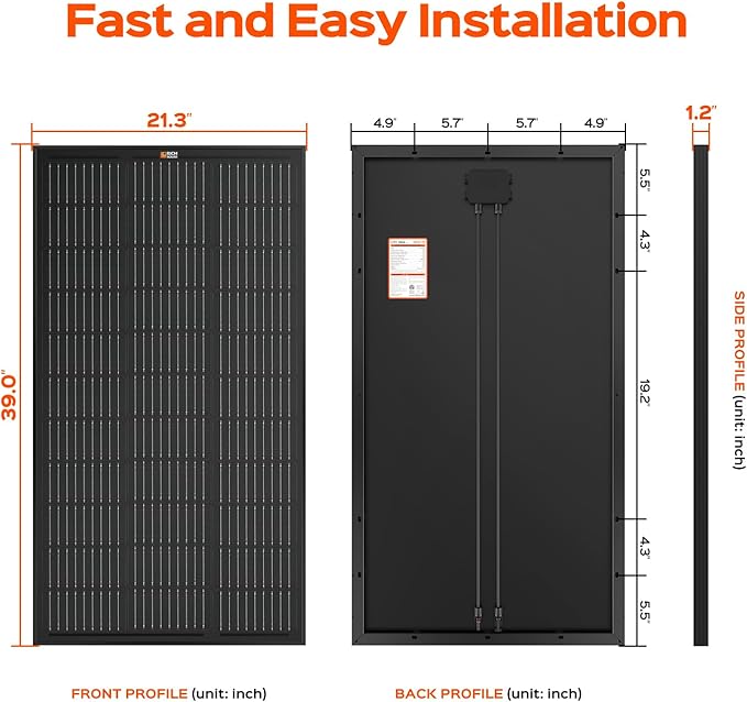 RICH SOLAR Premium 2 Pack of 100 Watt 12 Volt Monocrystalline Solar Panel All Black