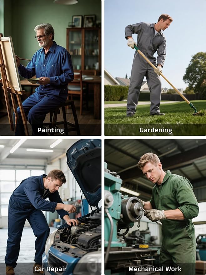 WORK IDEA Men's Coveralls Long Sleeve 100% Cotton Twill Workwear Jumpsuit Relaxed Fit