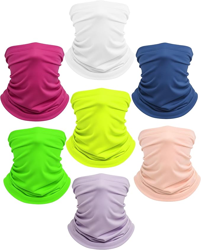 Xeoxarel Neck Gaiter, 7 Pack Cooling UV Protection, Bandana Face Mask Scarf for Men and Women