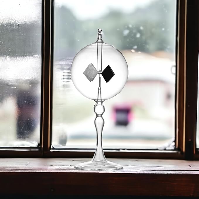 Large Transparent Solar Power Crookes Radiometer Sun Light Energy Spinning Vanes Windmill Gift Home
