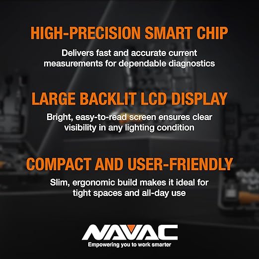 NAVAC NMC1 Digital Clamp Meter - HVAC Multimeter Clamp - Backlit Display - Adjustable Large Jaw - High Precision Chip - Compact Design