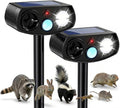 AWISH Solar Ultrasonic Animal Repeller Outdoor, Motion Sensor Waterproof Pest Deterrent, Raccoon Skunk Fox Squirrel Gopher Rabbit Dog Repellent for Yard Garden Farm, 40ft 120° Coverage, 2 Pack Black