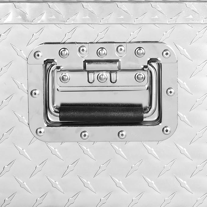 FORWODE 20&48 Inch Aluminum Truck Tool Box Lockable Truck Bed Tool Box Waterproof Truck Bed Storage Box with Gas Struts Side Handle Truck Tool Chest for Pickup, Truck Bed, RV, Trailer&Garage (Silver)