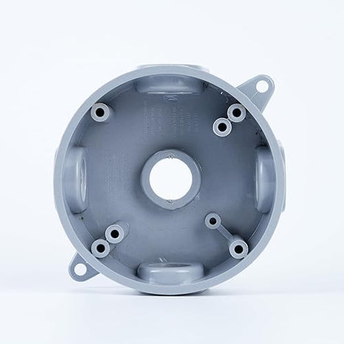 /2-Inch or 3/4-Inch Weatherproof Electrical Junction Box with Adapters, Gray, Indoor/Outdoor Installation (Round Box)