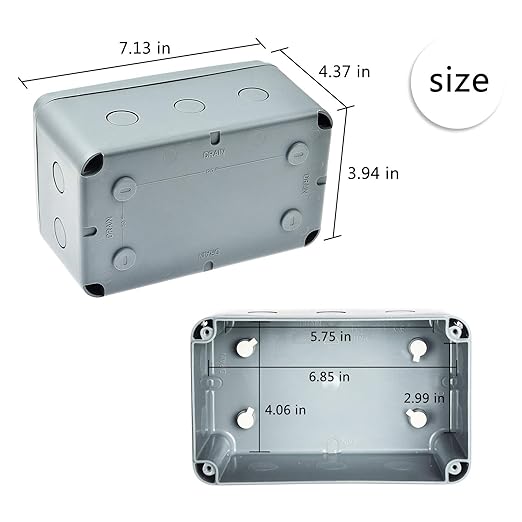Nineleaf 2 PK ABS Plastic Dustproof Waterproof IP66 Junction Box Outdoor External Universal Electrical Project Enclosure Grey 181x111x100mm fit 20mm Cable Gland for Outdoor Use