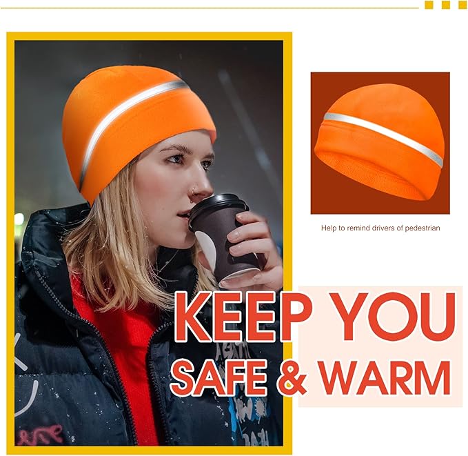 3 Pieces Safety Beanie High Visibility Reflective Beanie Hat Unisex Winter Security Beanies for Outdoor Night Works, Sports