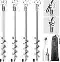 SELEWARE 4 Pack Trampoline Stakes Heavy Duty Ground Anchors High Wind Trampoline Stakes Anchors Spiral Earth Anchors for Secure Animals Trampolines Tents Shed Swing Set Mobile Homes Carport