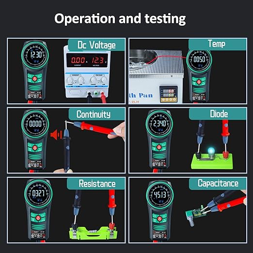Xin Tester Digital AC DC Professional Multimeter Tester, TRMS 6000 Counts Rotary Dial Electrical Automotive Autoranging DMM 1000V NCV Volt Ohm Amp Meter, Capacitance Temperature Diode XT-R2