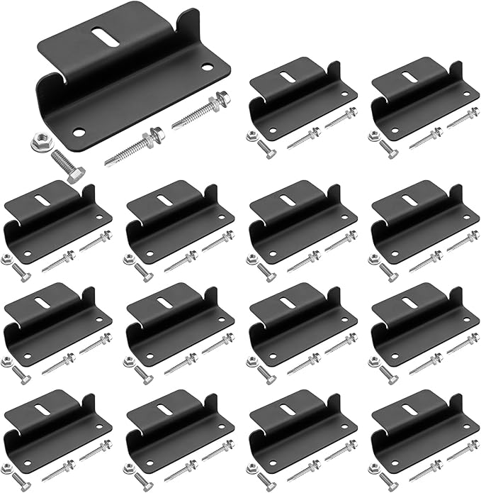 Anbte 16PCS Solar Panel Mounting Z Brackets, Aluminum Solar Panel Mounting Bracket 304 Stainless Steel Screws, Stable, Rust - Resistant, Easy Install for Roof, RV, Boat, Yacht, Black